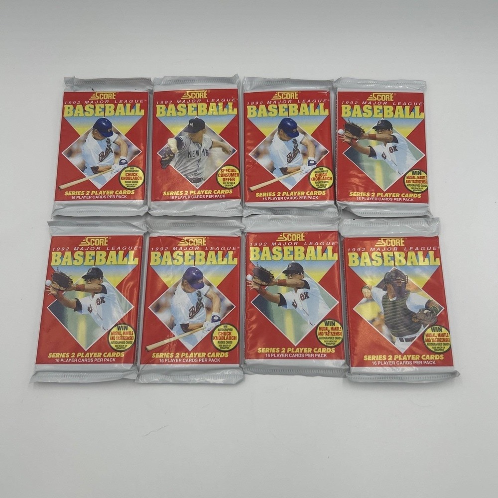 8 Pack Lot 1992 Score Series 2 MLB Baseball Unopened Factory Sealed Wax Packs